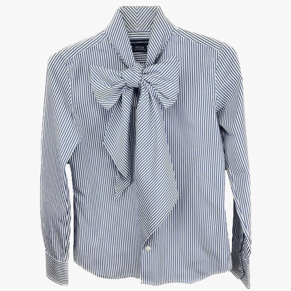 Ralph Lauren Striped Button Down with Bow Accent
